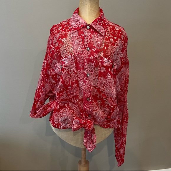 Banana Republic Tops - 3 Pc Vintage Banana Republic Boho Western Tops Sheer Pearl Button African